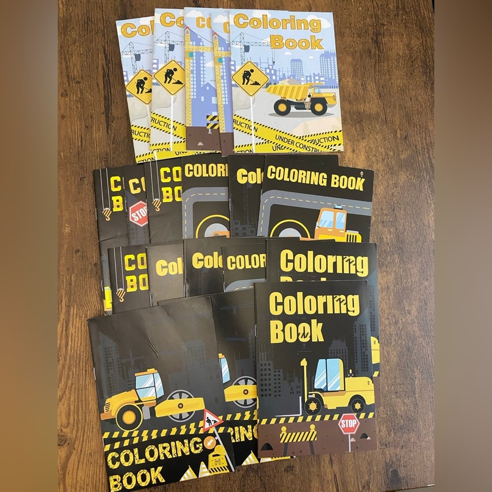 Construction Themed Coloring Book Party Favors